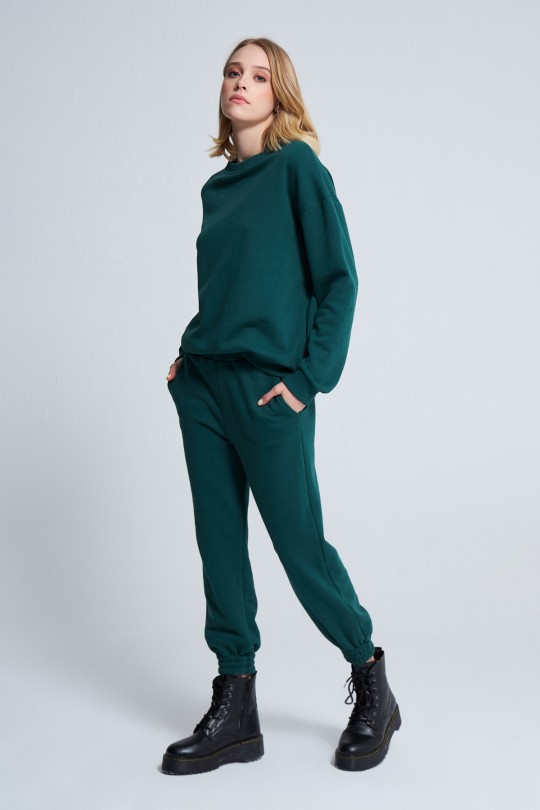 Dunkelgrünes Oversize-Sweatshirt - 2