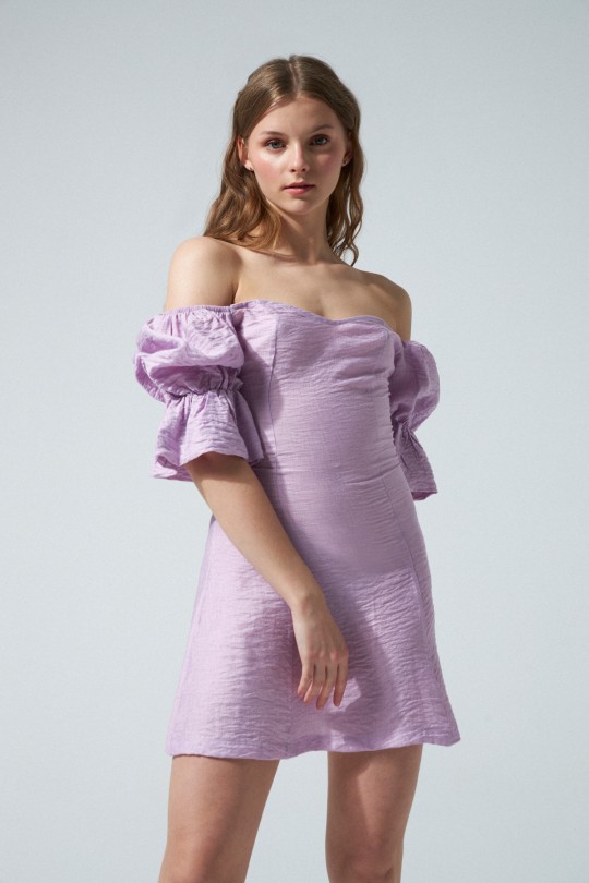 LOW SLEEVE STRAPLESS SHORT DRESS LILAC - 2