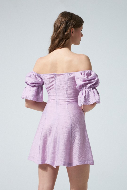 LOW SLEEVE STRAPLESS SHORT DRESS LILAC - 3