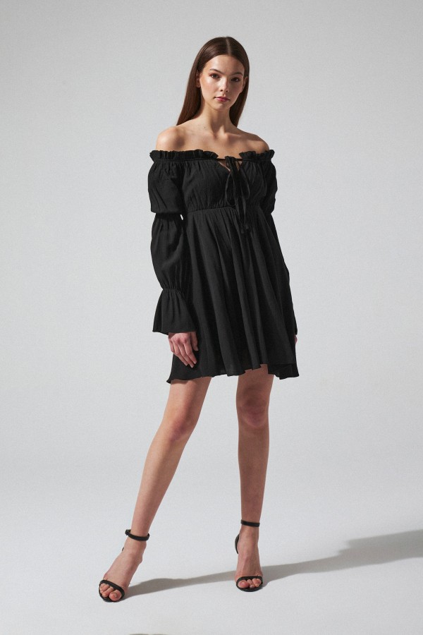 LONG SLEEVE CRINKLE DRESS WITH LINING BUT(ALESSIA) - 1