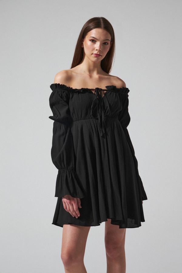 LONG SLEEVE CRINKLE DRESS WITH LINING BUT(ALESSIA) - 2