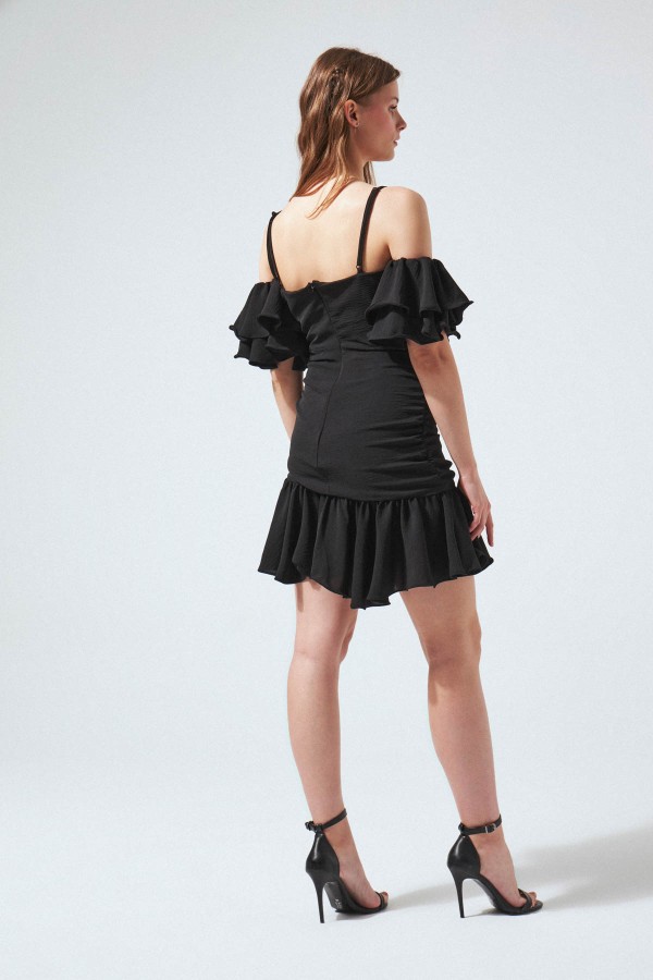 sleeves skirt ruffled skirt bisli dress black - 3