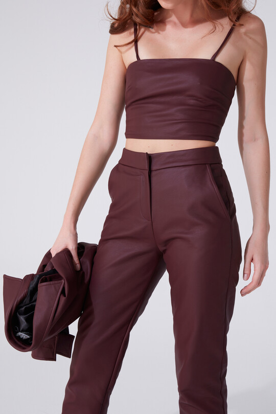 LEATHER CIGARETTE TROUSERS - 2