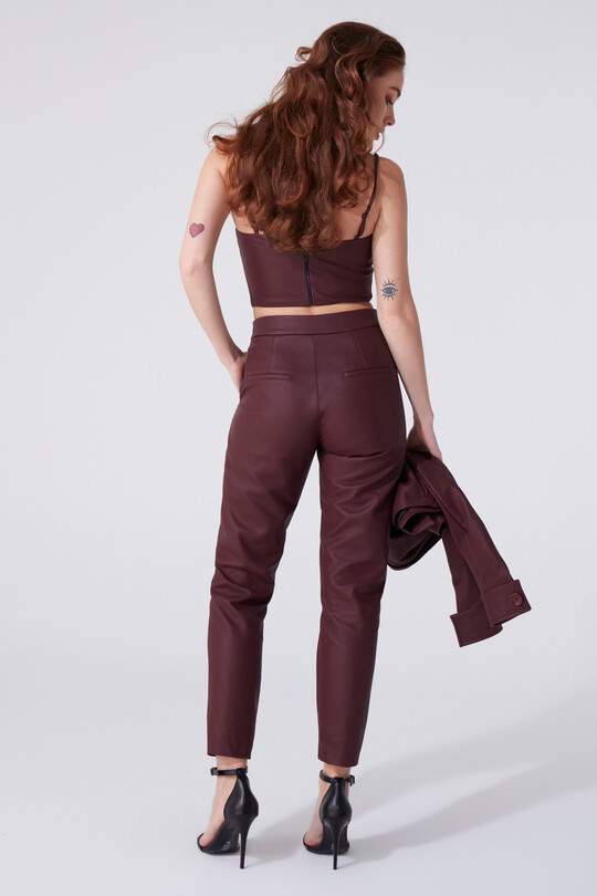 LEATHER CIGARETTE TROUSERS - 3