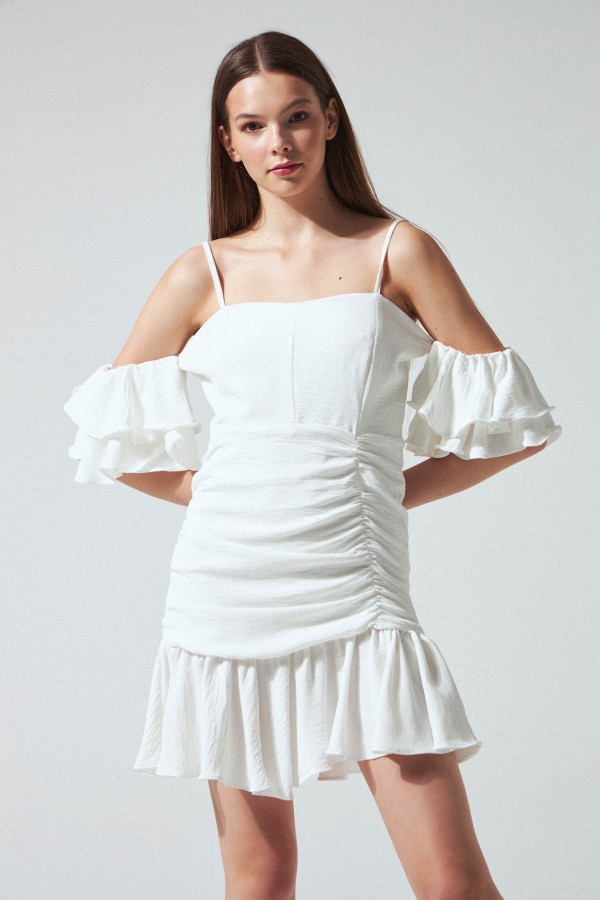 sleeves skirt bicolor dress white - 2