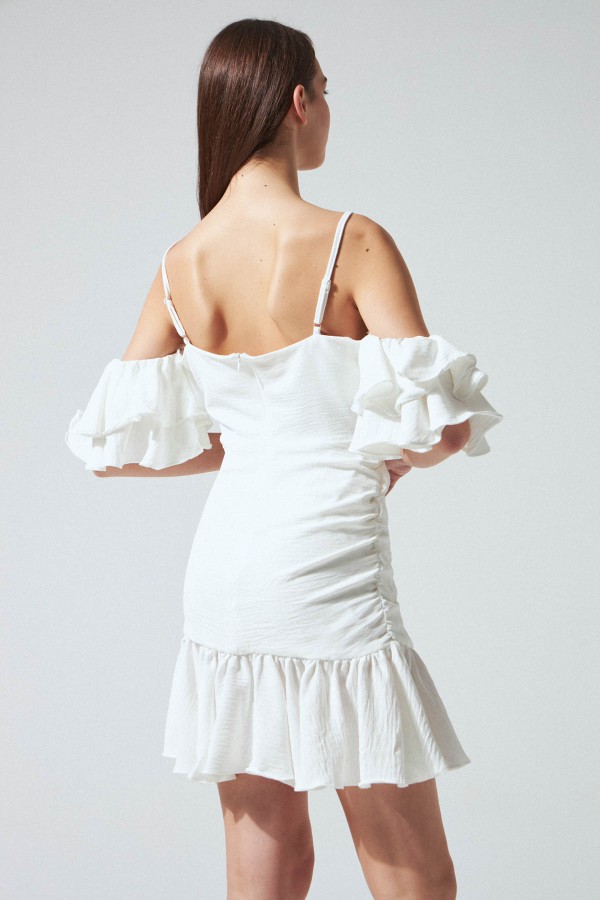 sleeves skirt bicolor dress white - 3