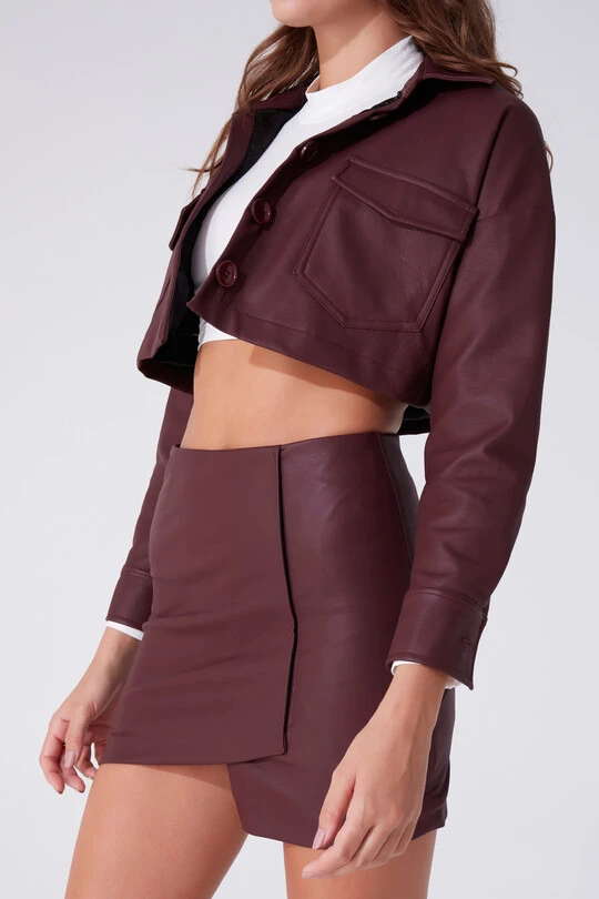 BERFUĞ KIRAN - LEATHER ASYMMETRIC CUT MINI SKIRT (1)