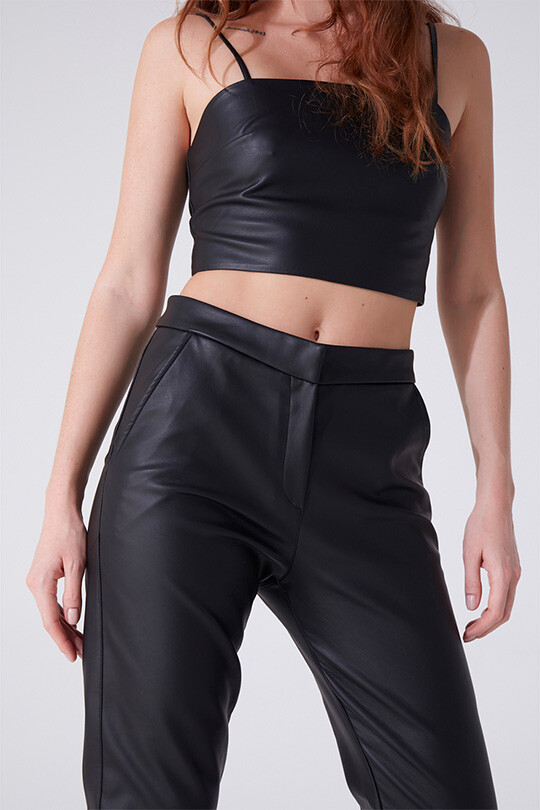 LEATHER CIGARETTE TROUSERS - 2