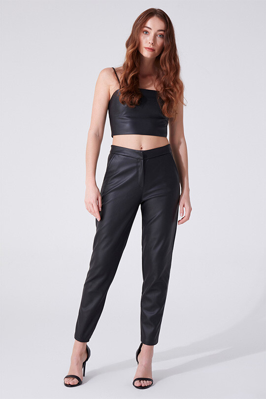 LEATHER CIGARETTE TROUSERS - 1