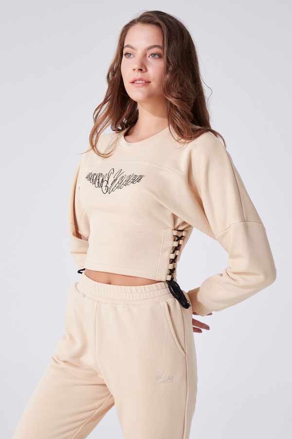 SIDE TIE BICYCLE COLLAR LONG SLEEVE SWEAT - BERFUĞ KIRAN