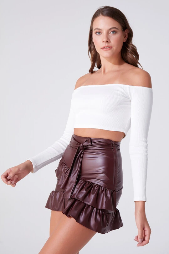 OVER SHOULDER LONG SLEEVE CROP - 2