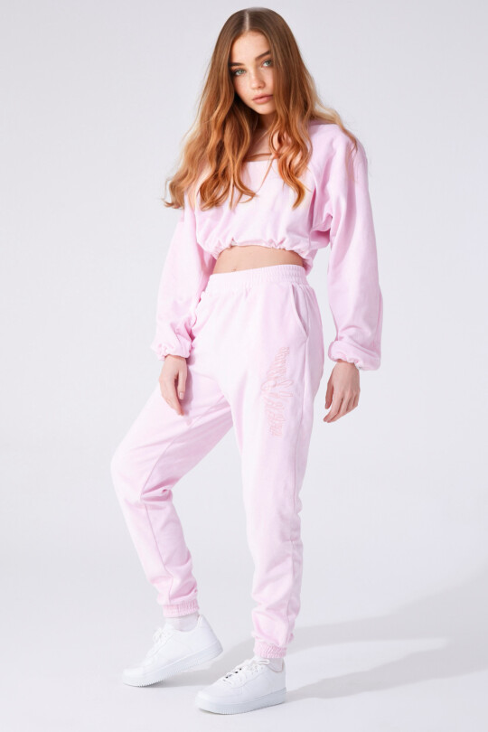 VELVET ANKLE RUBBER HIGH WAIST TRACKSUIT - 1