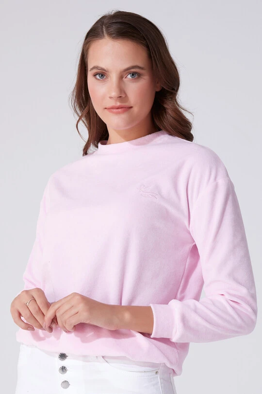  VELVET BICYCLE COLLAR LONG SLEEVE SWEATSHIRT 