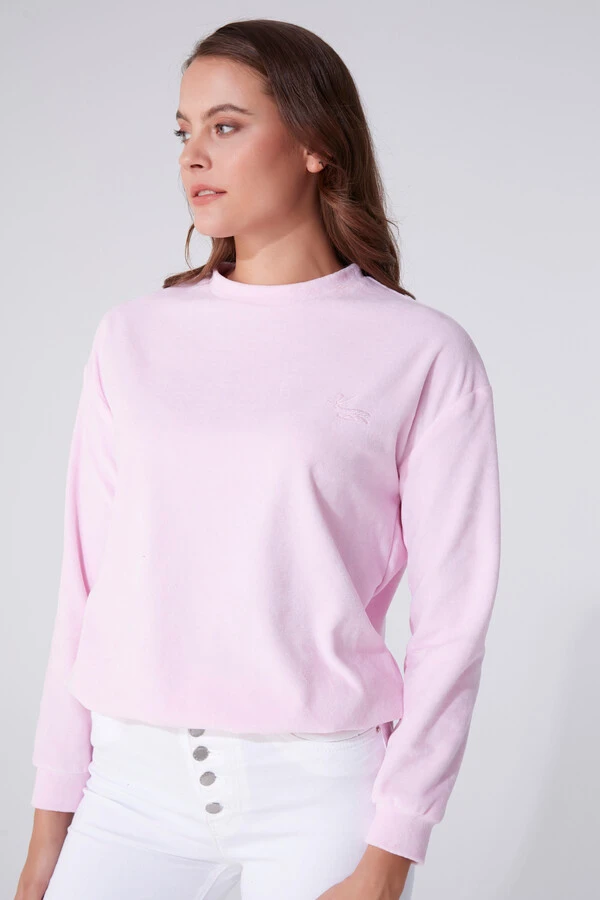  VELVET BICYCLE COLLAR LONG SLEEVE SWEATSHIRT - 2