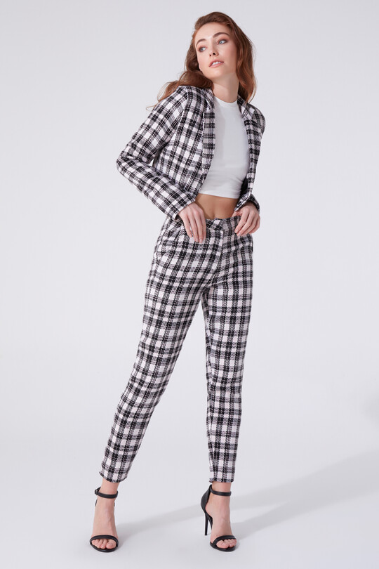  PLAID CIGARETTE PANTS 