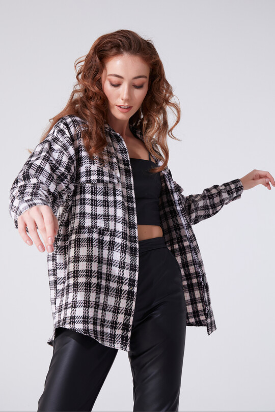 PLAID OVERSIZED WOODEN SHIRT - 1