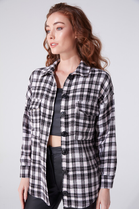 PLAID OVERSIZED WOODEN SHIRT - 2