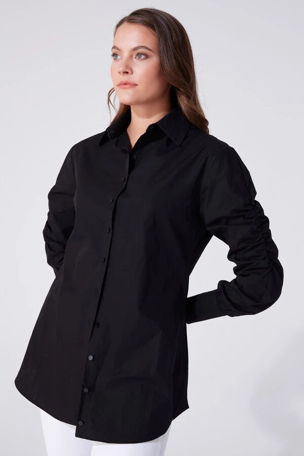 SHIRT DRESS WITH RUFFLED SLEEVES - 2