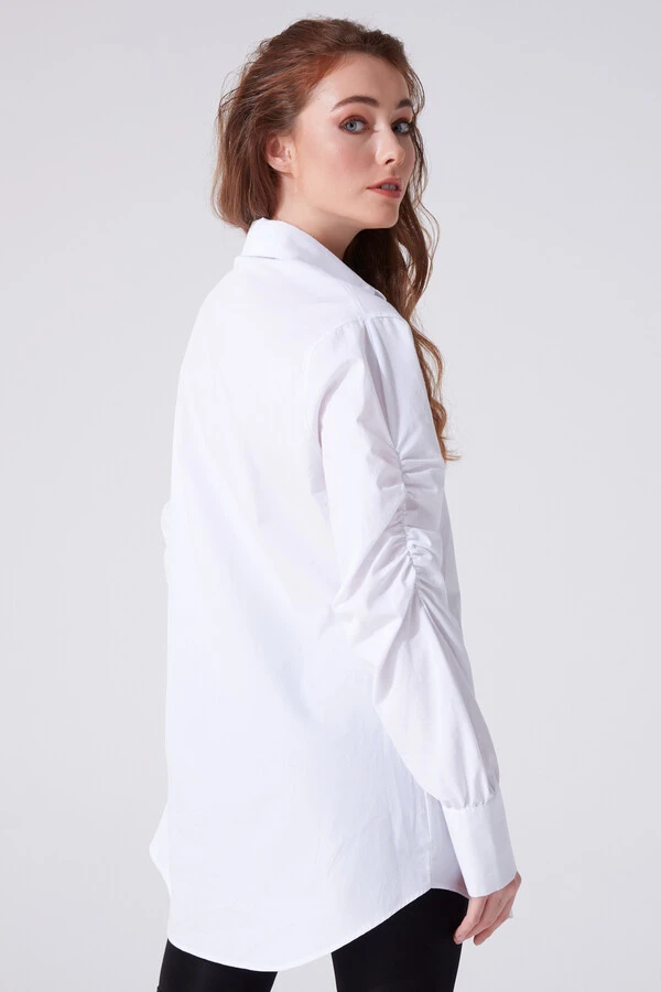 SHIRT DRESS WITH RUFFLED SLEEVES - 3