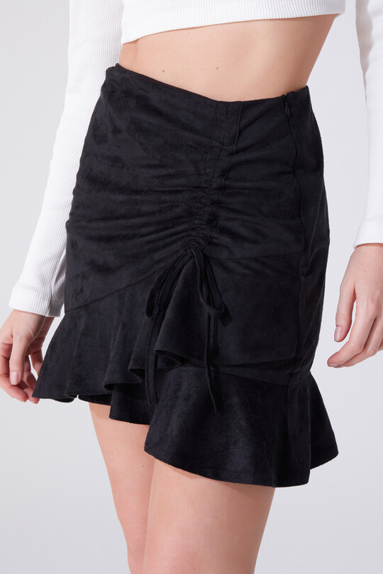 SHIRTED SUEDE SKIRT - 1