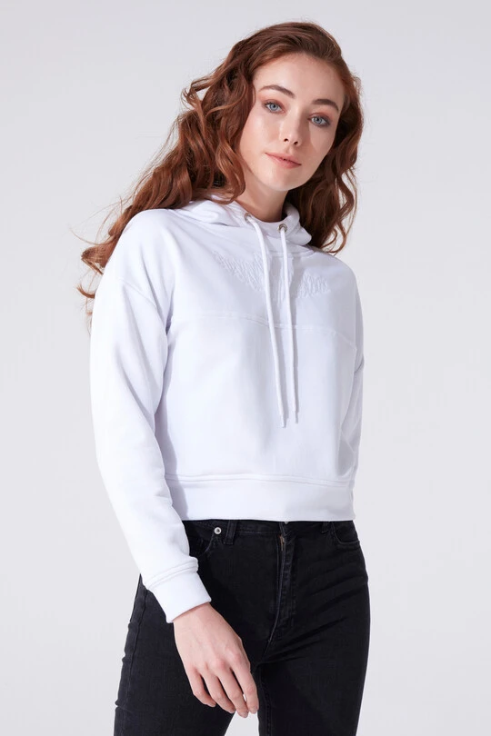 SHORT SWEATSHIRT WITH HOOD - 1