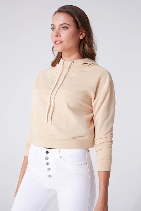 SHORT SWEATSHIRT WITH HOOD - 1