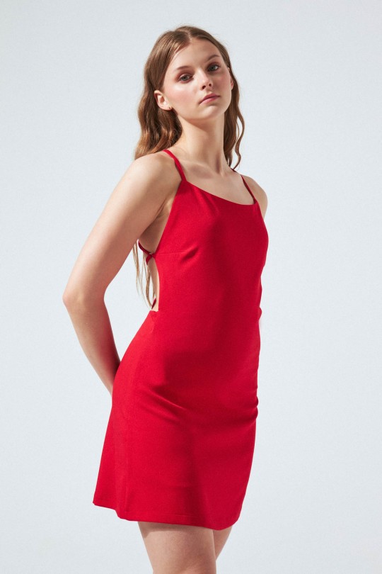 tie back hurrem mini dress red - 2