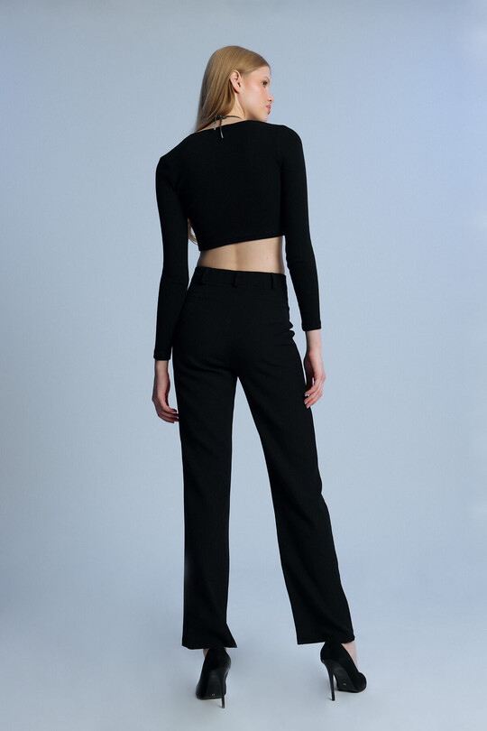 BLACK FRONT STITCHED CLASSIC TROUSERS