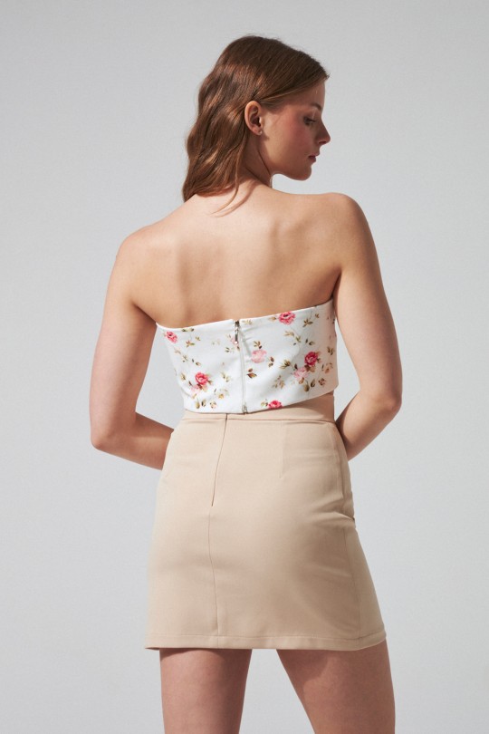 STRAPLESS FLORAL PATTERNED SHIRT - Thumbnail