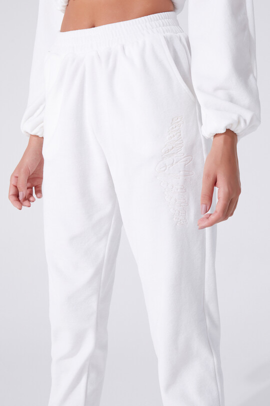 White Cuffed Sweat High Waist Sweatpants