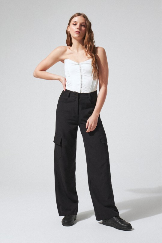 HIGH WAIST PANTS BLACK 