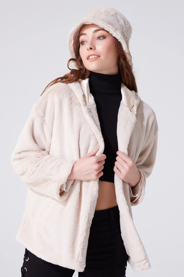 ZIPPERED PLUSH JACKET - 1