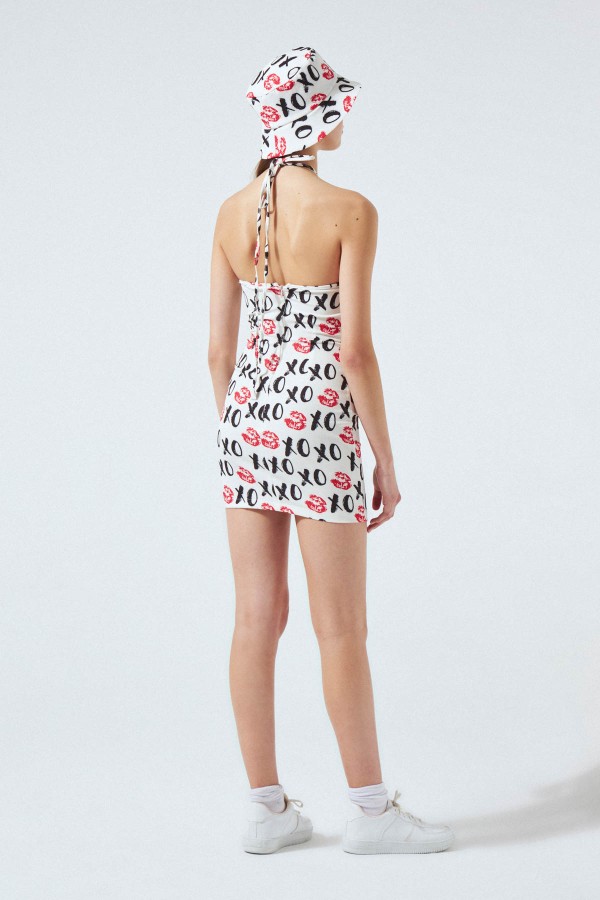 KISS PRINT HALTER MINI DRESS - 3