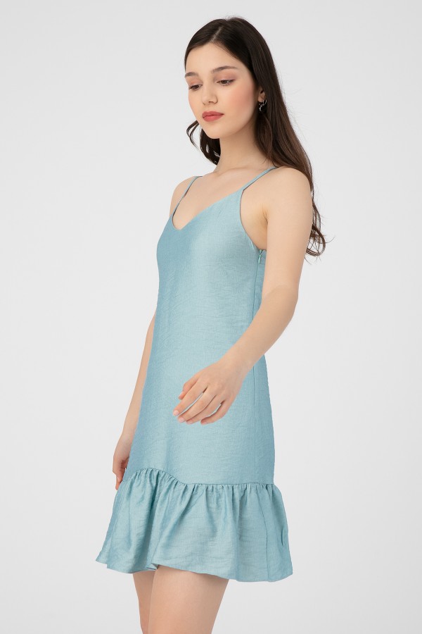 KURZES KLEID AUS RÜSCHEN HÄNGENDEM SALAS - 2