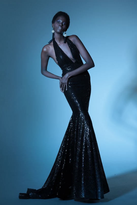 LANGES KLEID MIT DEM RÜCKEN UND DEKOLIEREN VON FISCH - 1