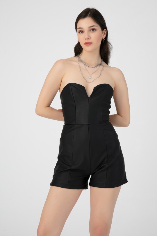 LEDER JUMPSUIT MIT FUTTER RÜCKSEITE - 1