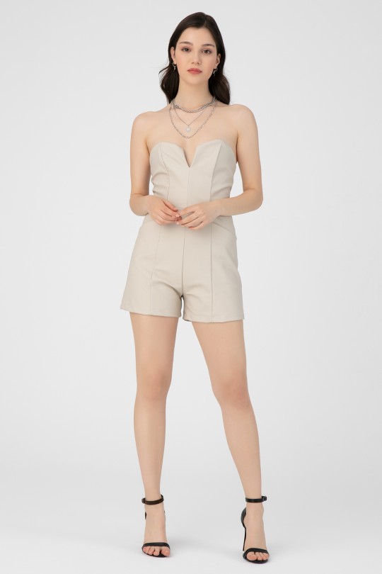 LEDER JUMPSUIT MIT FUTTER RÜCKSEITE 