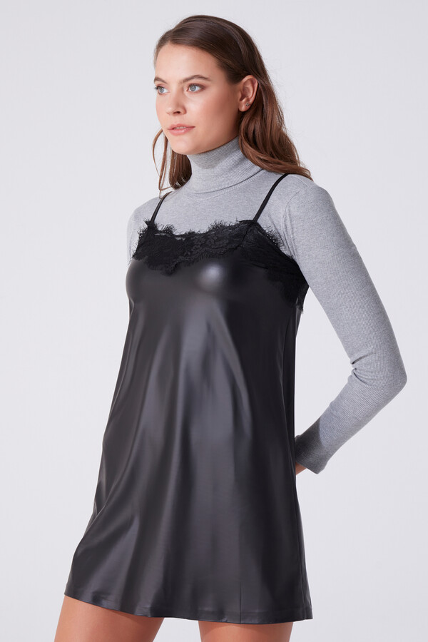  LEDERKLEID MIT DÜNEM RIEMENSPITZE - BERFUĞ KIRAN