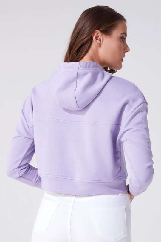 LILAC HOODED CROP SWEATSHIRT - 3