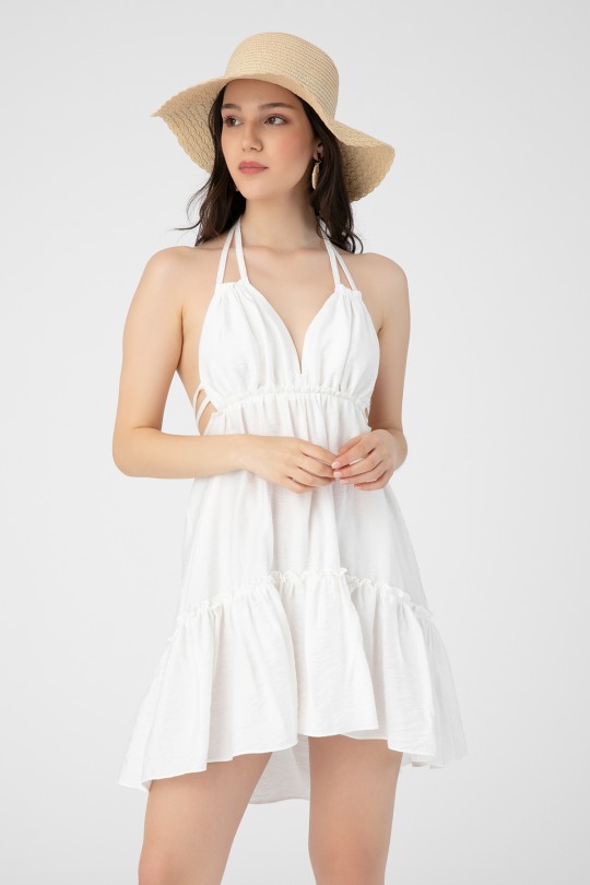 LINEN LINEN DRESS WITH CHEST DETAILED - 1