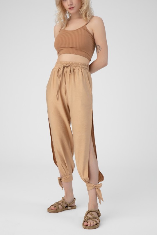 LINEN LINEN TROUSERS WITH ELASTIC WAIST - 2