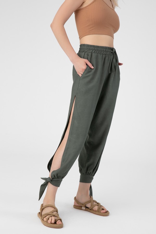 LINEN LINEN TROUSERS WITH ELASTIC WAIST - 2