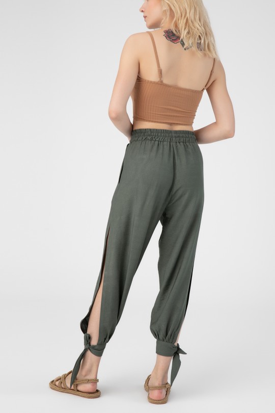 LINEN LINEN TROUSERS WITH ELASTIC WAIST - 3