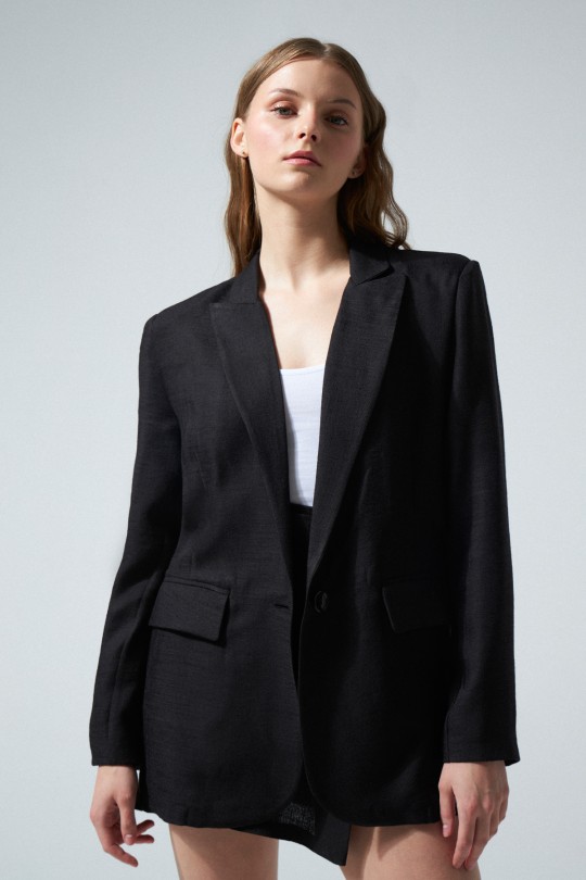 LINEN JACKET BLACK - 2