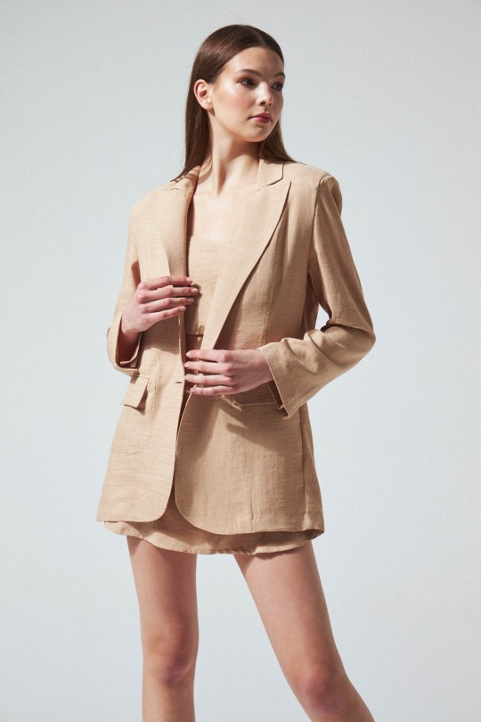 LINEN JACKET MINK - 2