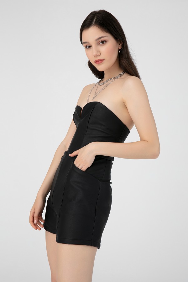 LINING BACK LEATHER JUMPSUIT - 3