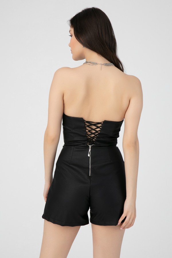 LINING BACK LEATHER JUMPSUIT - 4