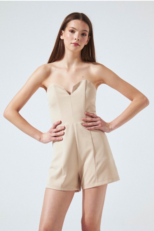 LINING BACK STRAPLESS JUMPSUIT MINK - 2