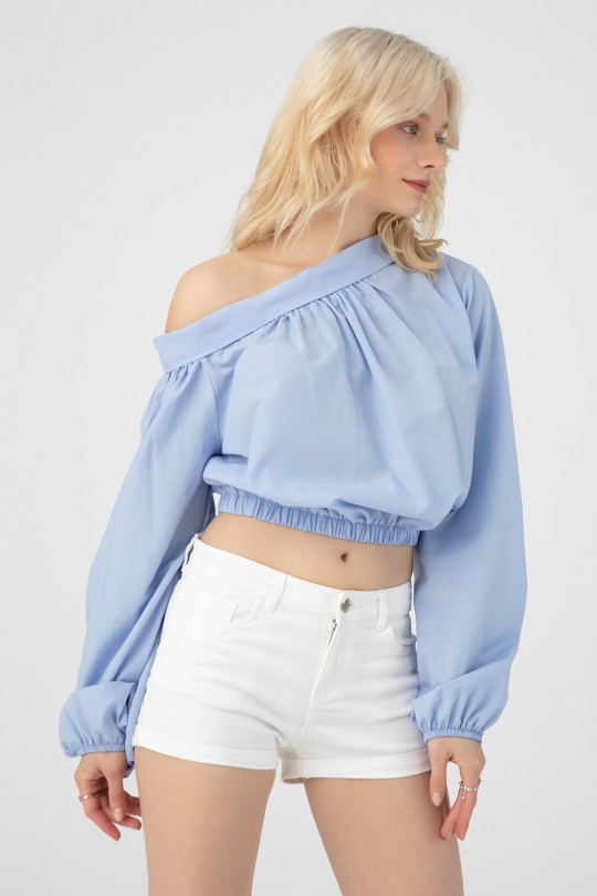 LOW SHOULDER ELASTIC BLOUSE 