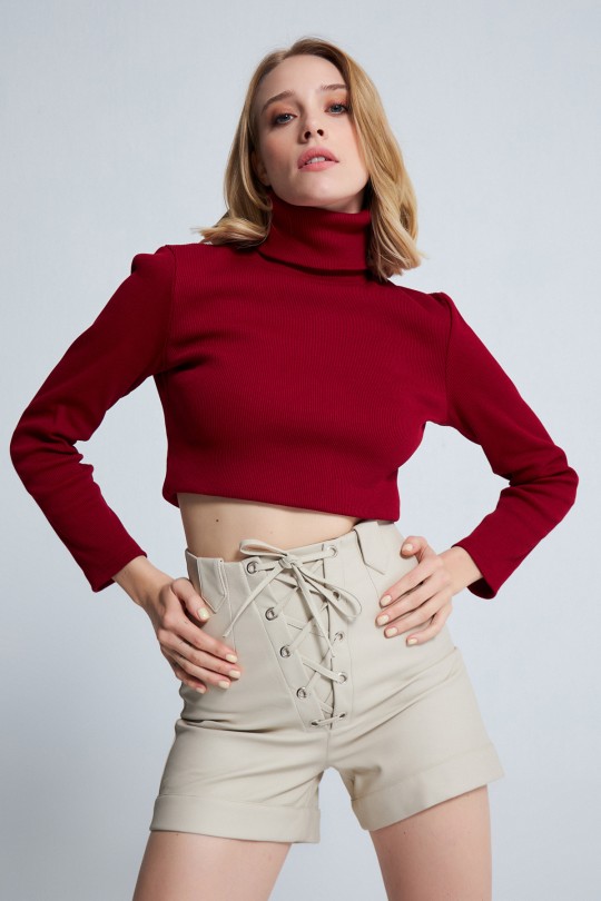 MAROON NECK CROP 